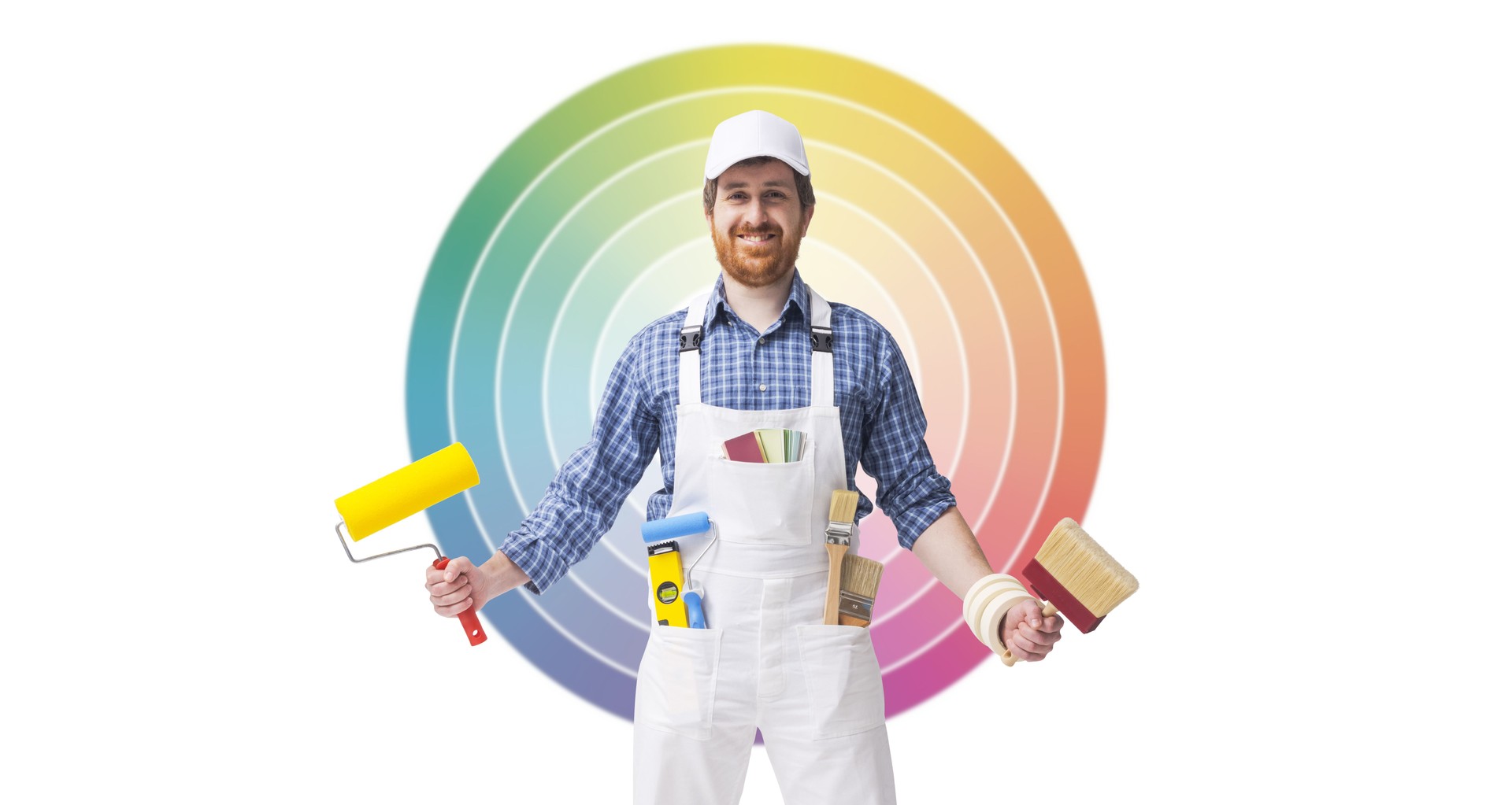 Professional house painter and color wheel